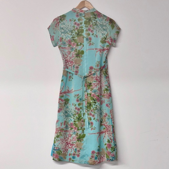 Charlotte Russe -Vintage 90’s Floral Print Sheer Faux Wrap Midi Dress - SZ Sm - Picture 2 of 2